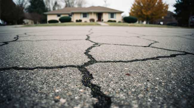 Cracked driveway in need of driveway sealcoating